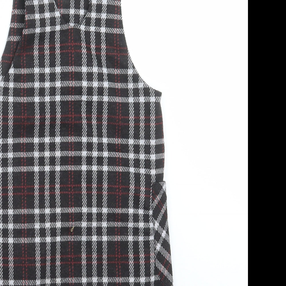Nutmeg Girls Black Check  Pinafore/Dungaree Dress  Size 5-6 Years
