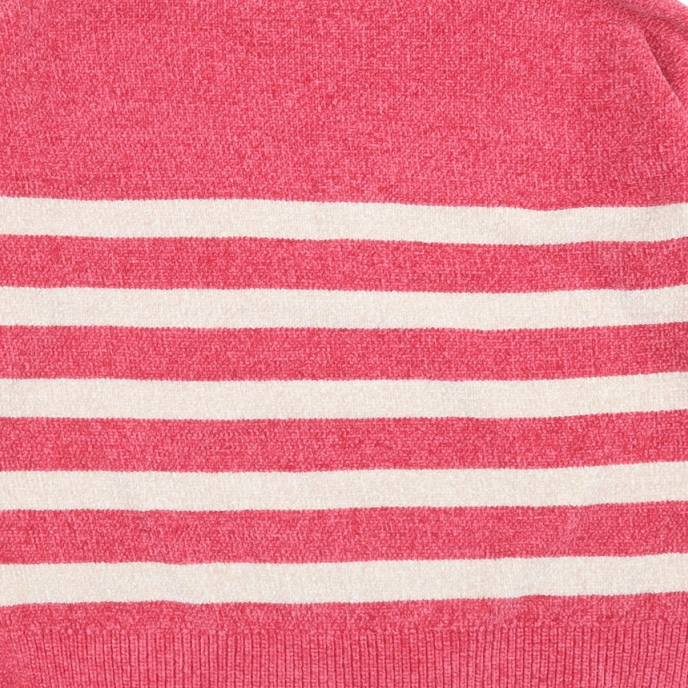 F&F Womens Pink Striped Knit Pullover Jumper Size 12