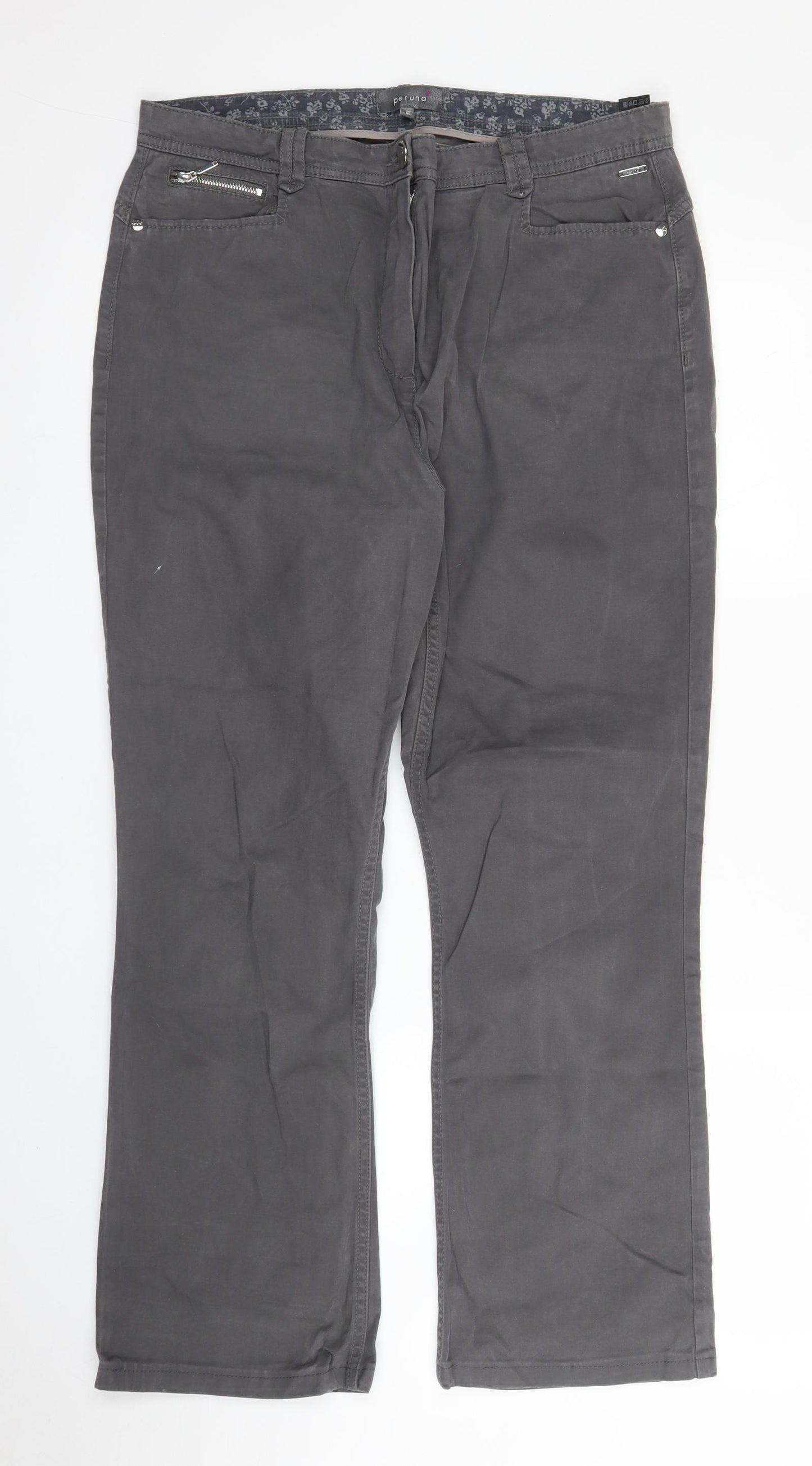 Per Una Womens Grey   Chino Trousers Size 16 L27 in