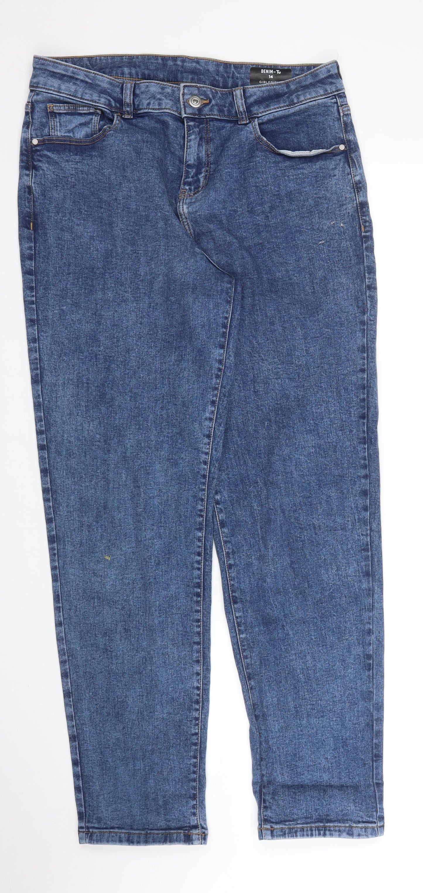 TU Womens Blue  Denim Mom Jeans Size 14 L29 in