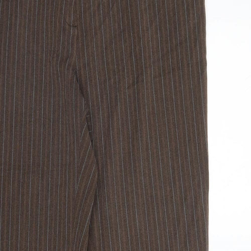M&S Womens Brown Striped  Trousers  Size 12 L31 in