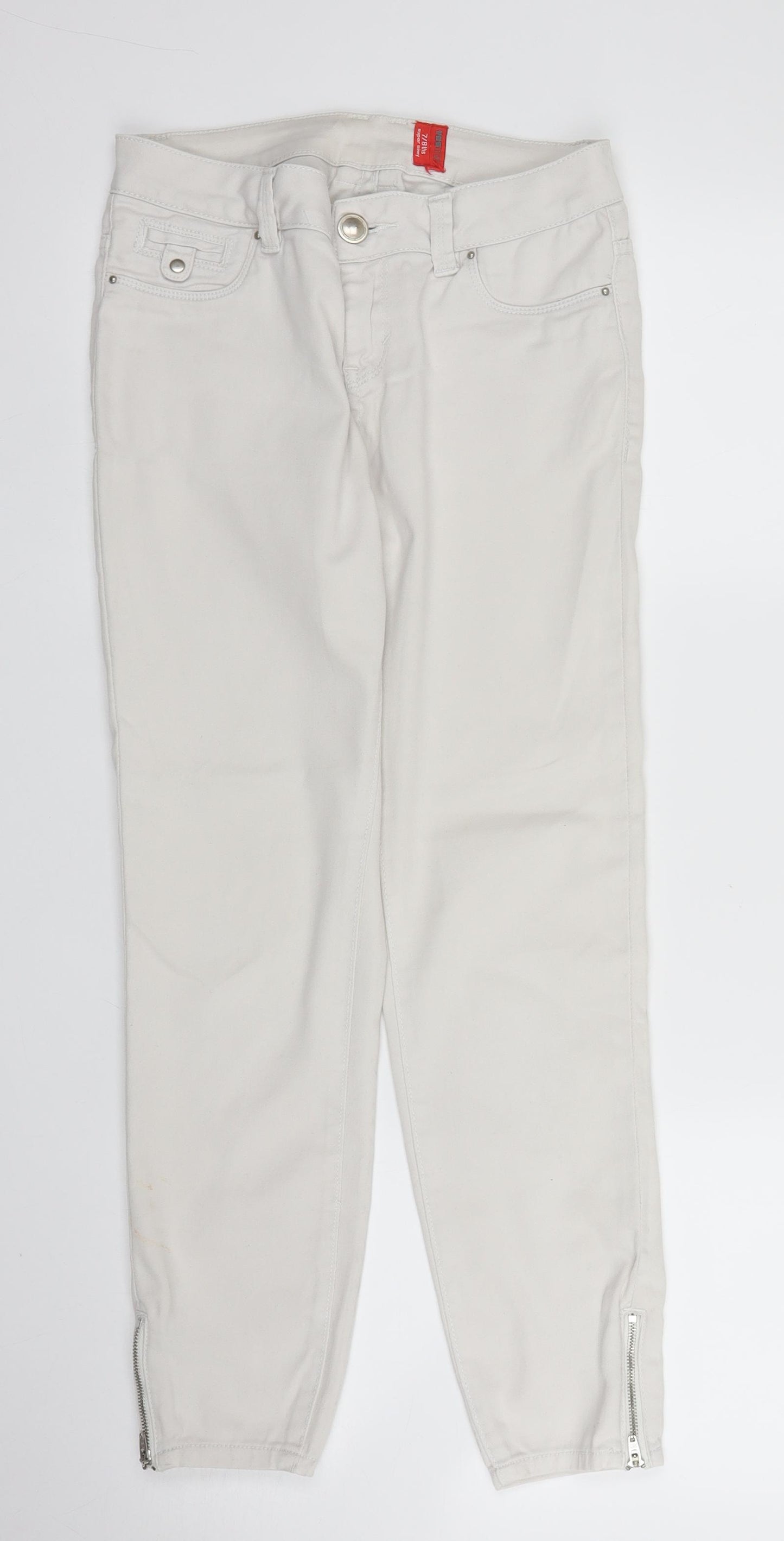 YesYes Womens White  Denim Capri Trousers Size 8 L25 in