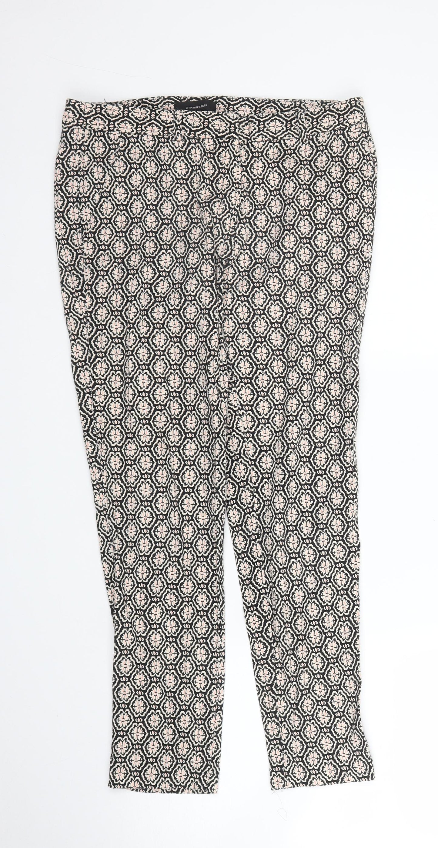 Primark Womens Pink Geometric  Capri Trousers Size 8 L24 in