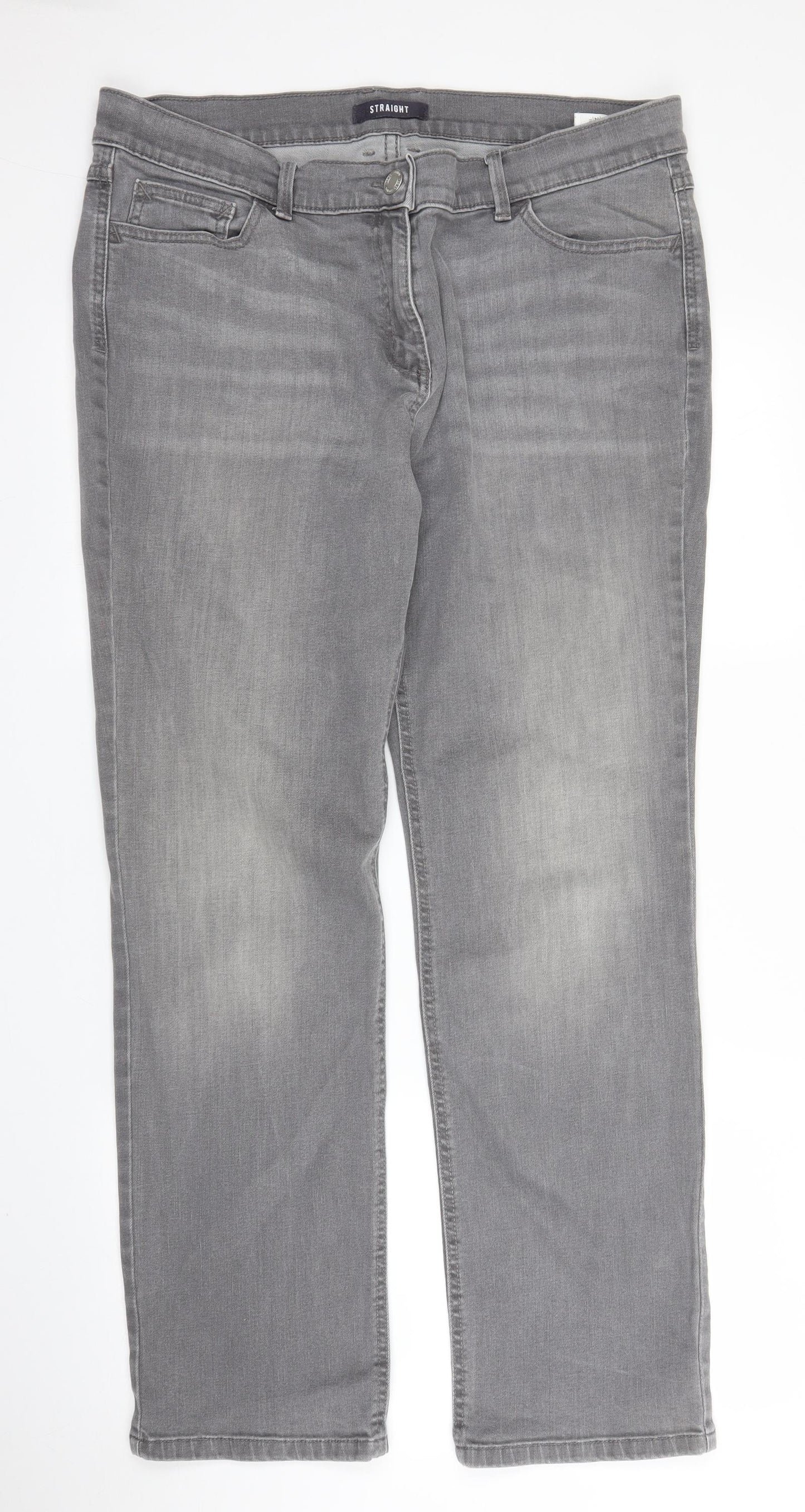 M&S Womens Grey  Denim Straight Jeans Size 18 L28 in