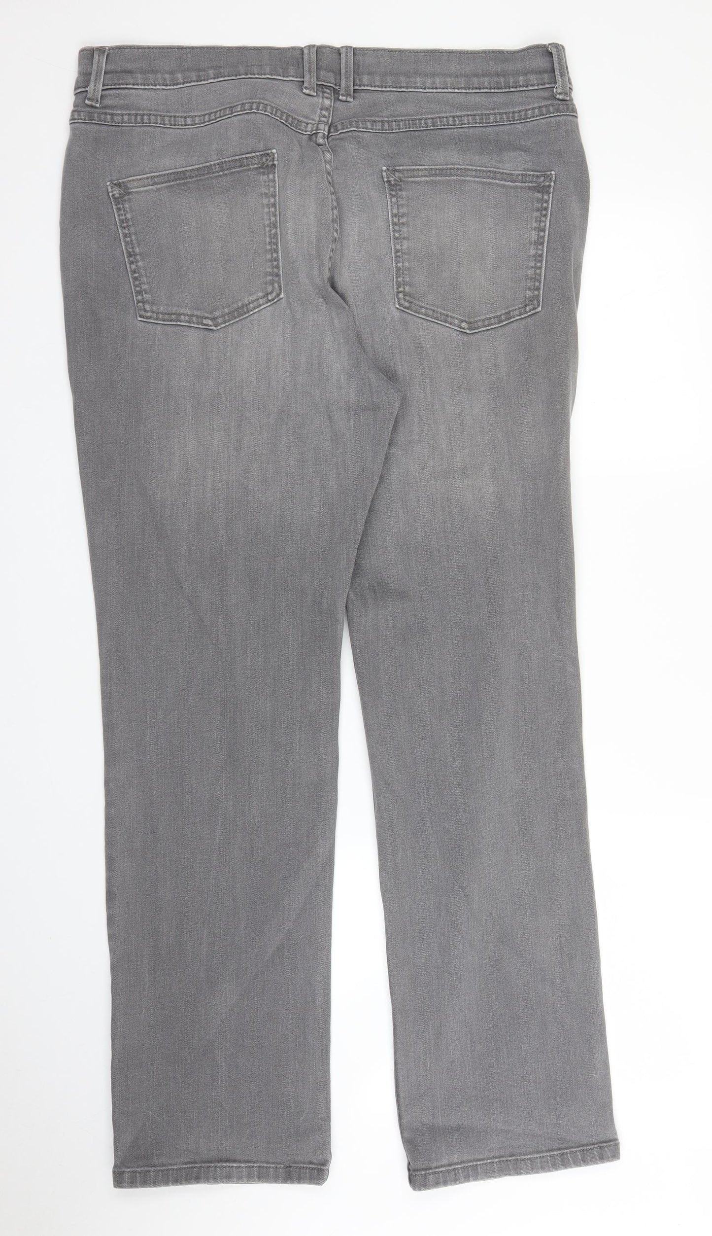 M&S Womens Grey  Denim Straight Jeans Size 18 L28 in