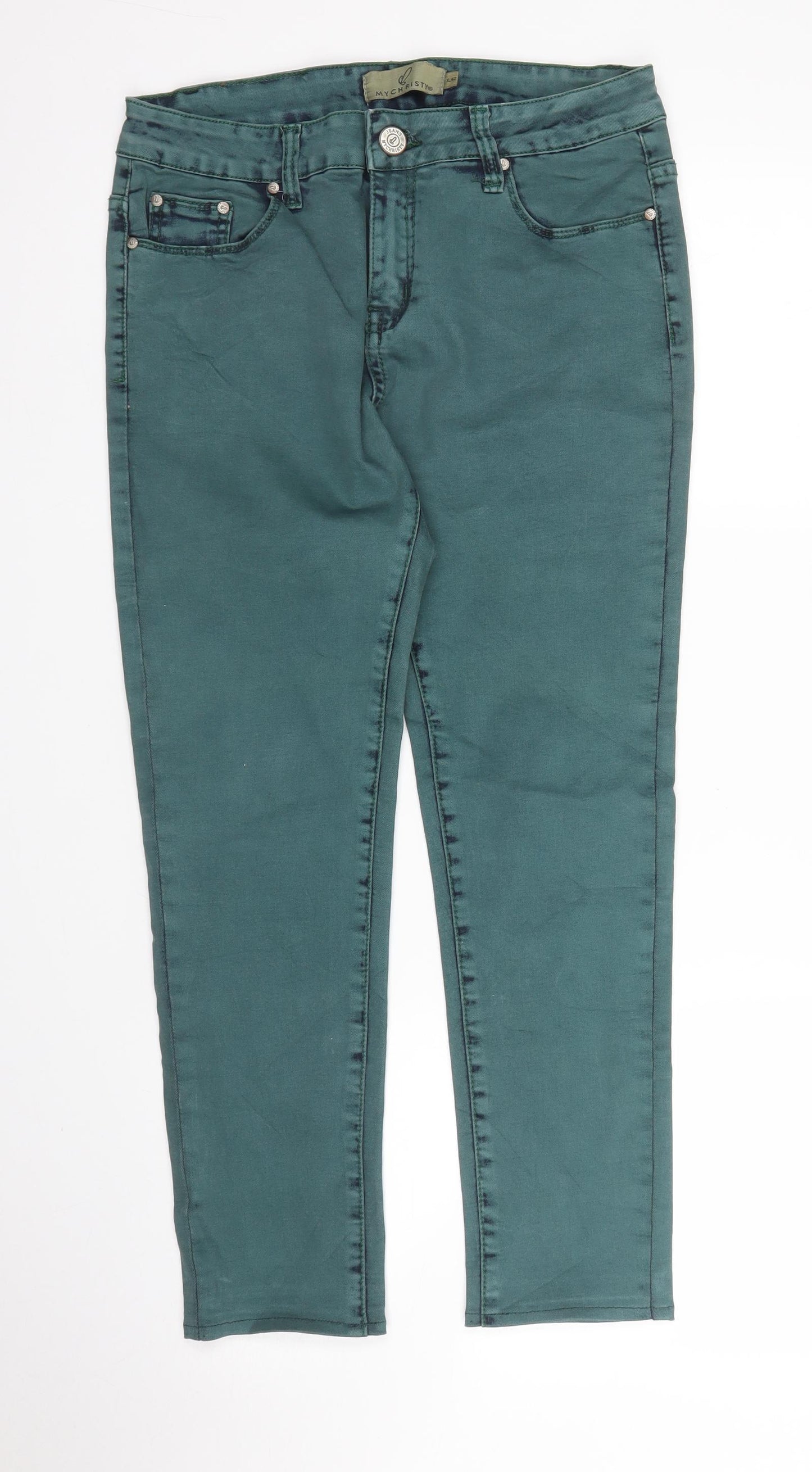 My Christy Womens Green  Denim Skinny Jeans Size 14 L24 in