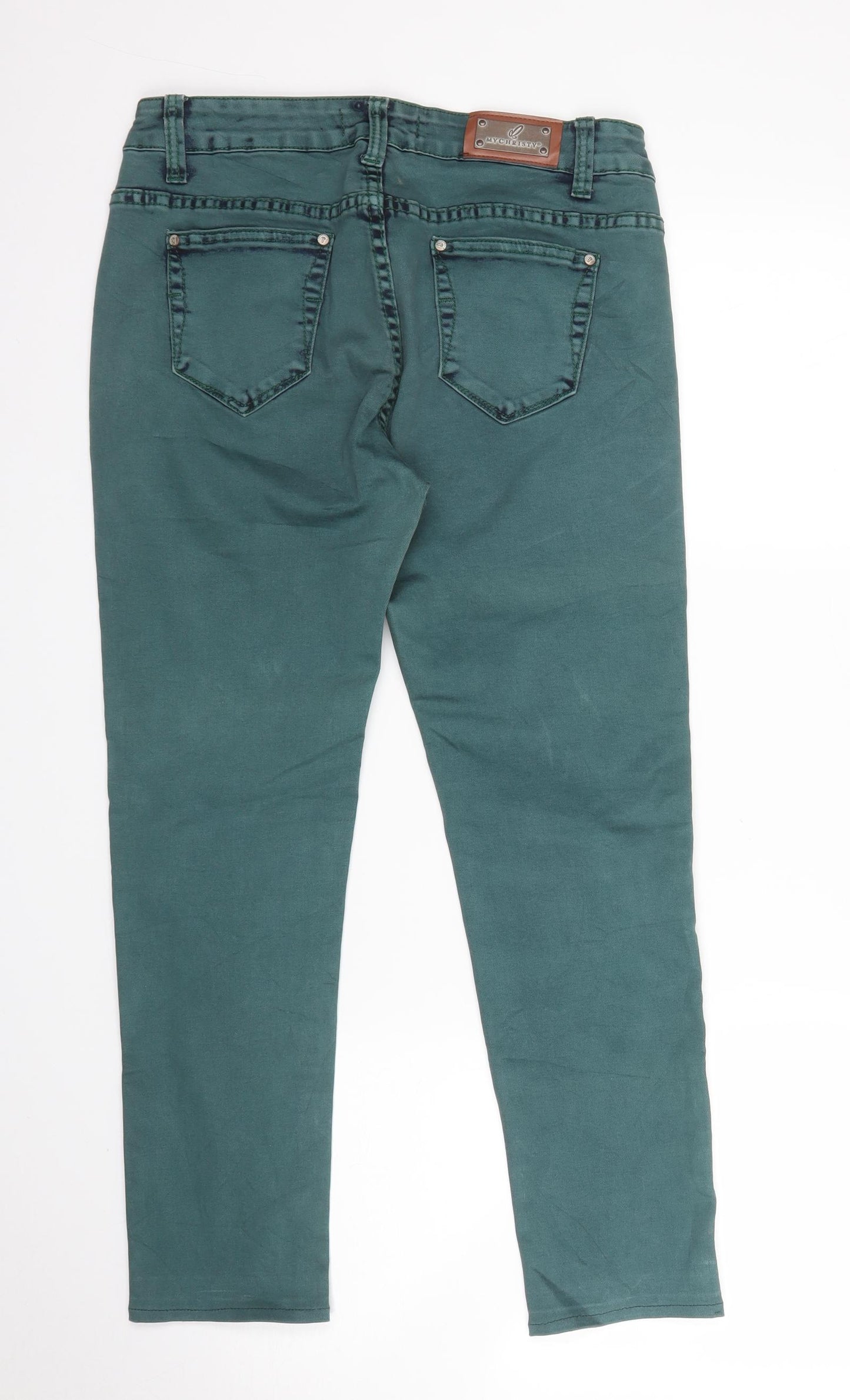 My Christy Womens Green  Denim Skinny Jeans Size 14 L24 in