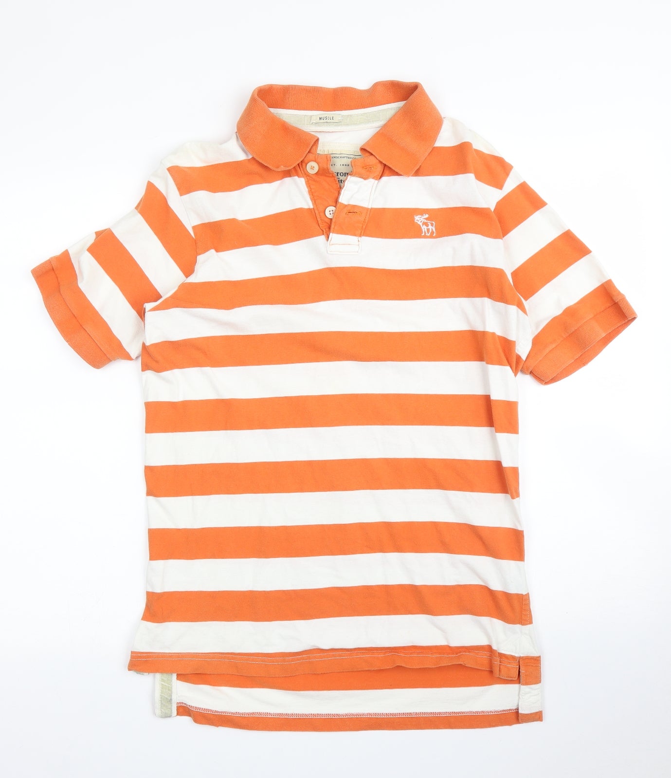 Abercrombie & Fitch Mens Orange Striped   Polo Size M