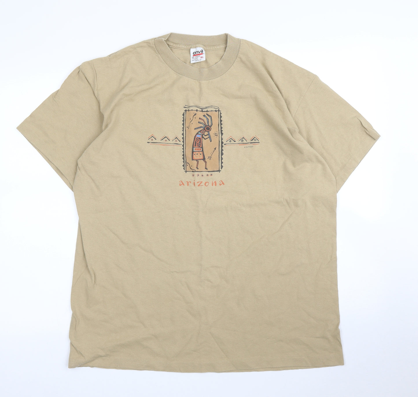 Anvil Mens Beige    T-Shirt Size XL