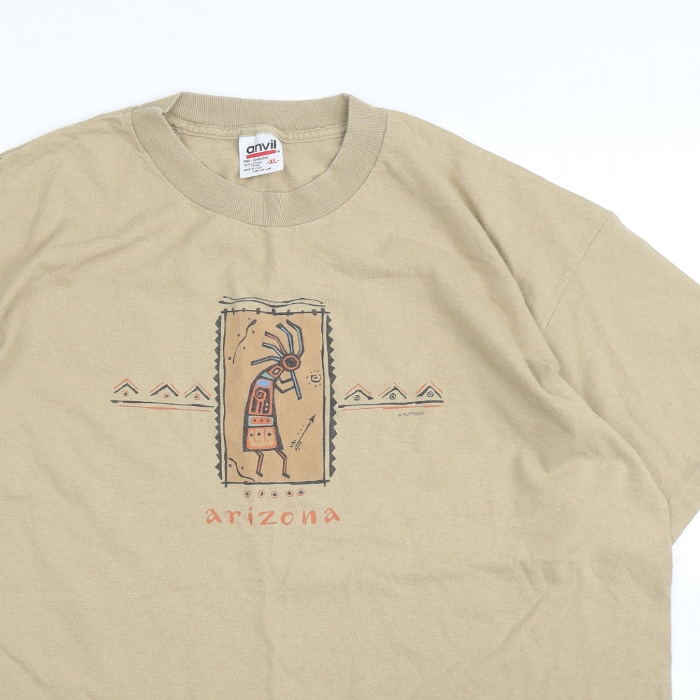 Anvil Mens Beige    T-Shirt Size XL