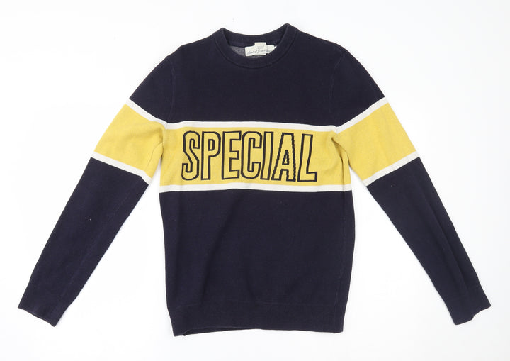 H&M Mens Blue Pullover Jumper Size XS