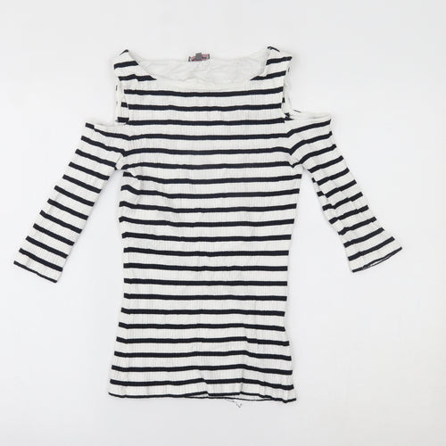 Phase Eight Womens White Striped  Basic Blouse Size 10
