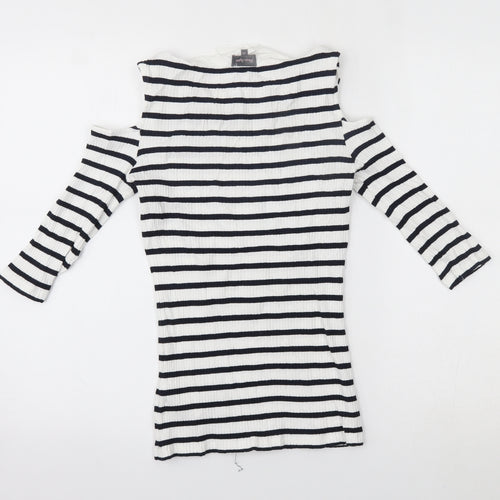 Phase Eight Womens White Striped  Basic Blouse Size 10