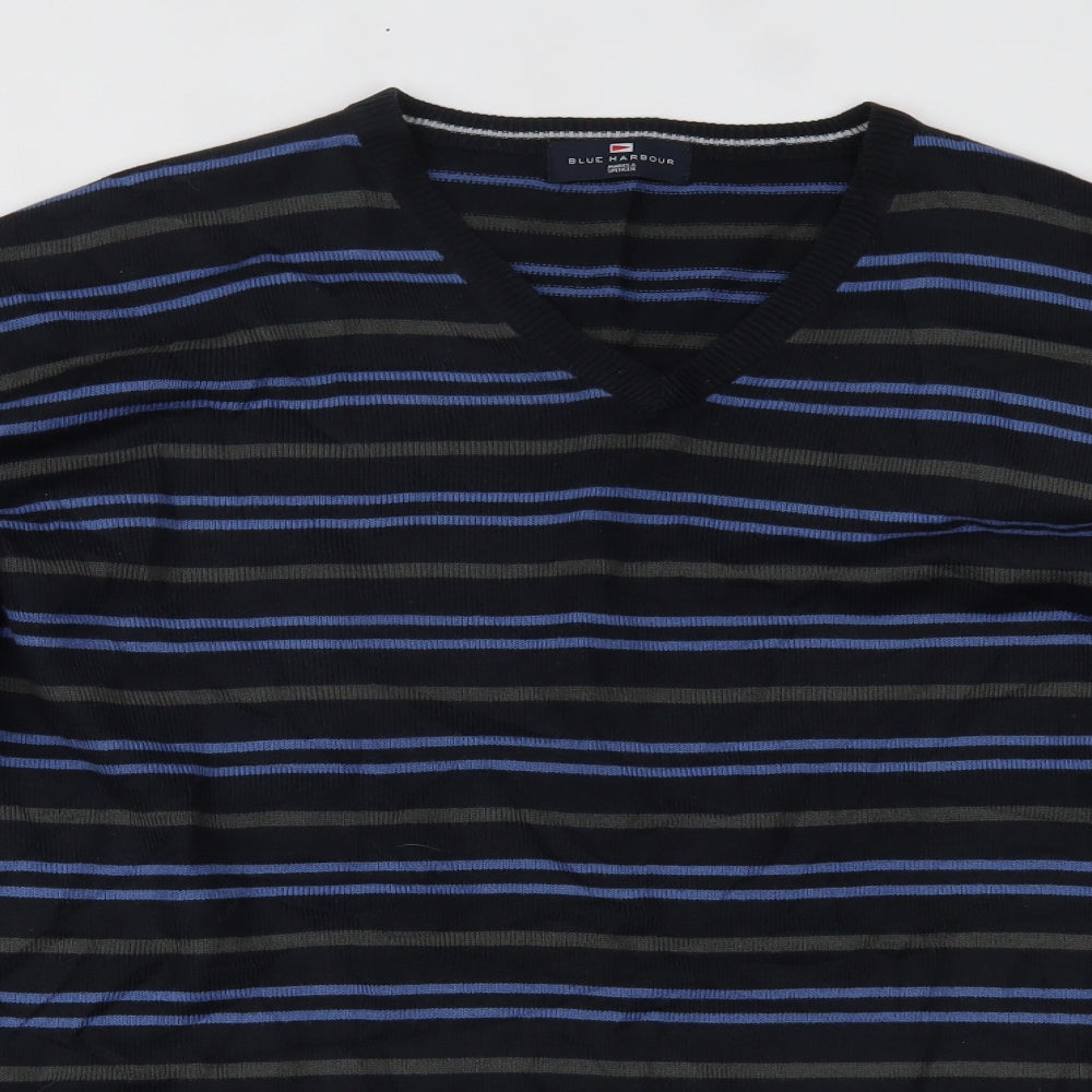 Marks and Spencer Mens Blue Striped  Pullover Jumper Size XL