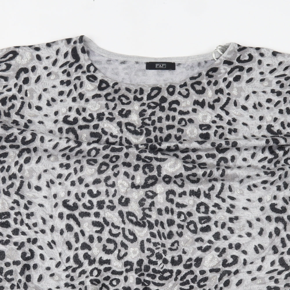 F&F Womens Grey Animal Print  Basic Blouse Size 22