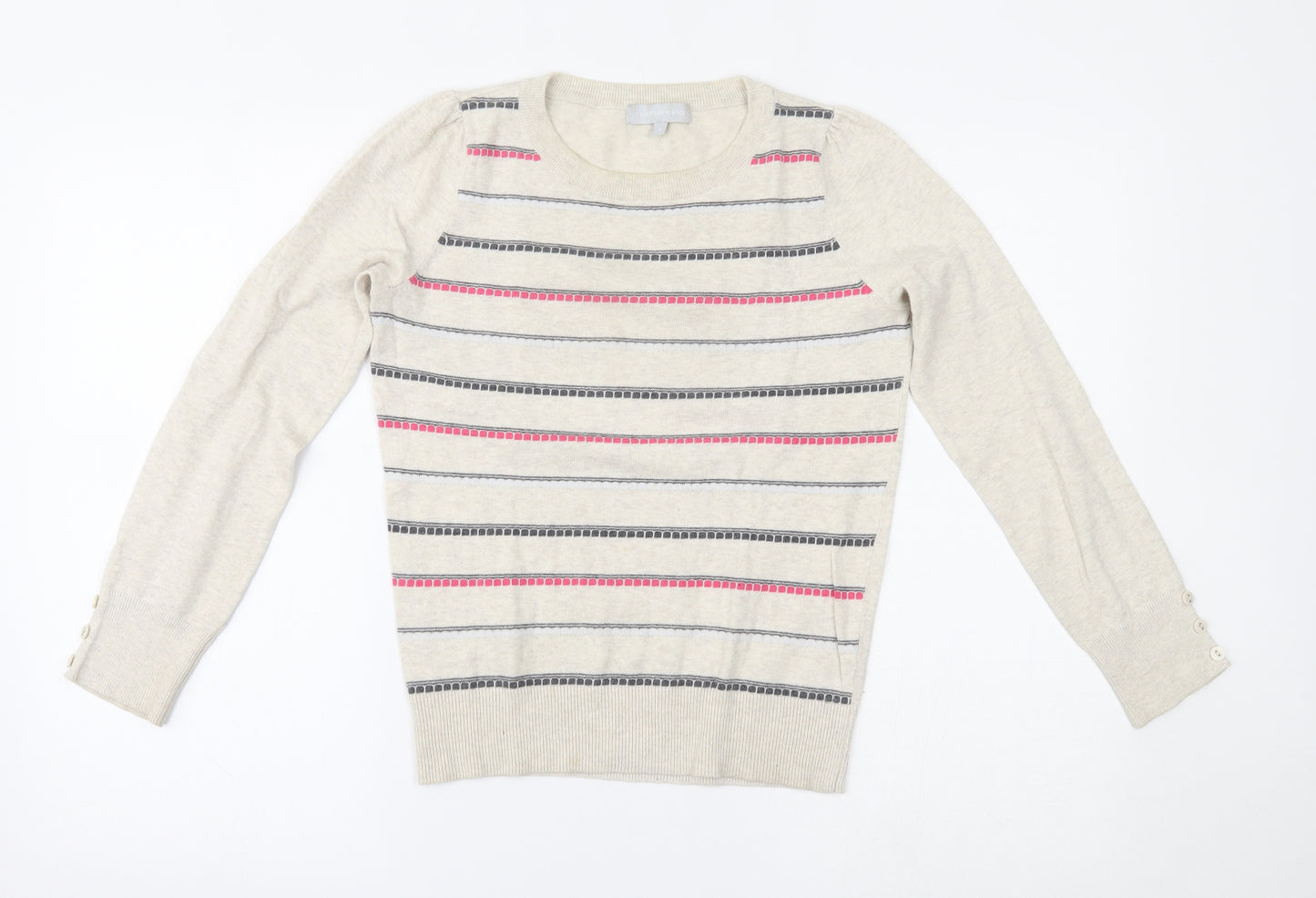 Red Herring Womens Beige Striped  Basic Blouse Size 8
