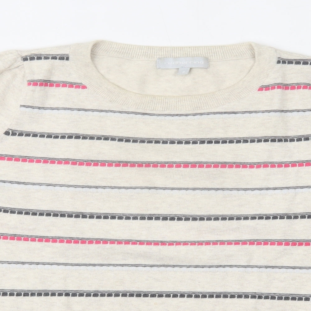 Red Herring Womens Beige Striped  Basic Blouse Size 8