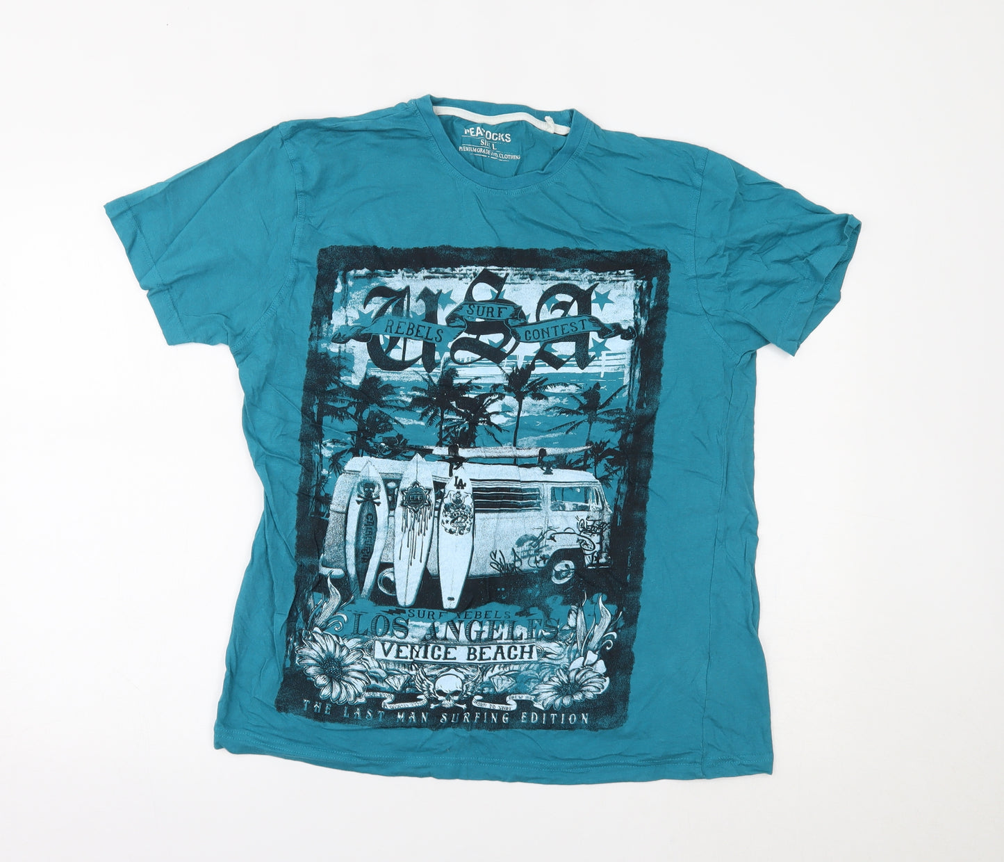Peacocks Mens Blue    T-Shirt Size L