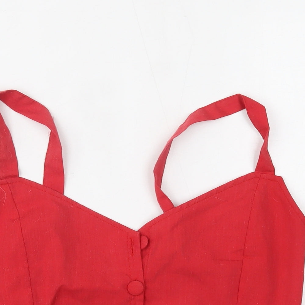 Preworn Womens Red   Cropped Blouse Size L