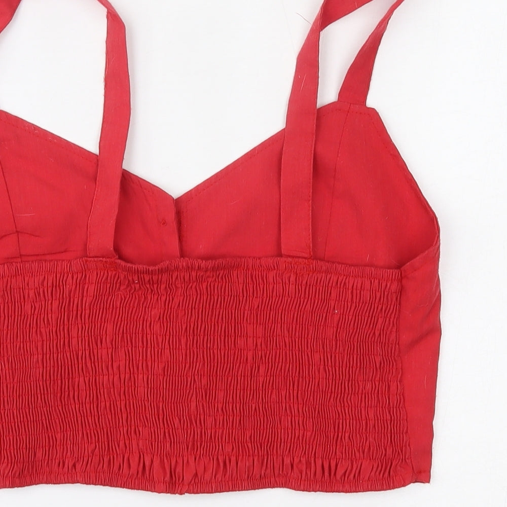 Preworn Womens Red   Cropped Blouse Size L