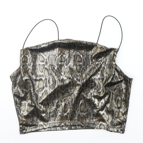 Divided Womens Gold Animal Print  Basic Tank Size M