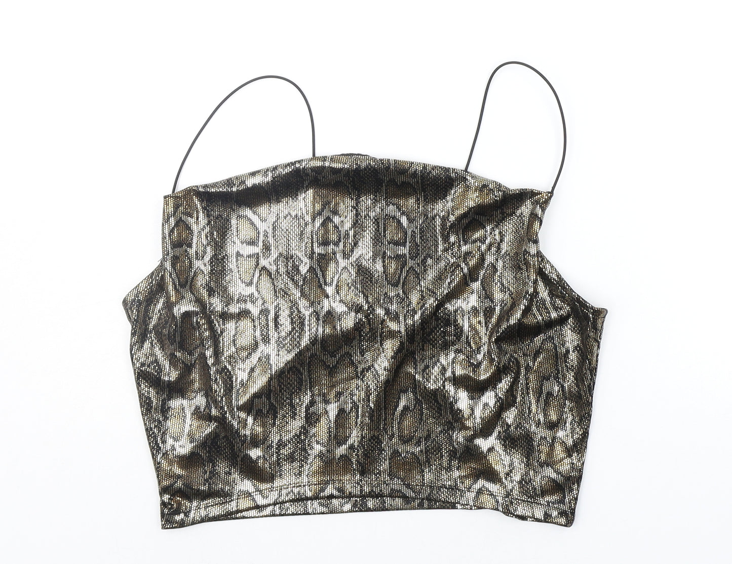 Divided Womens Gold Animal Print  Basic Tank Size M