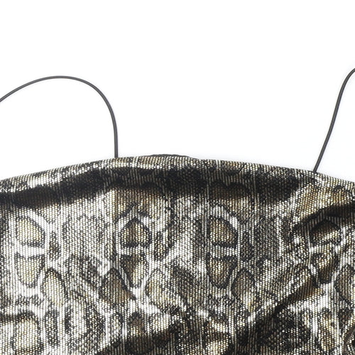 Divided Womens Gold Animal Print  Basic Tank Size M