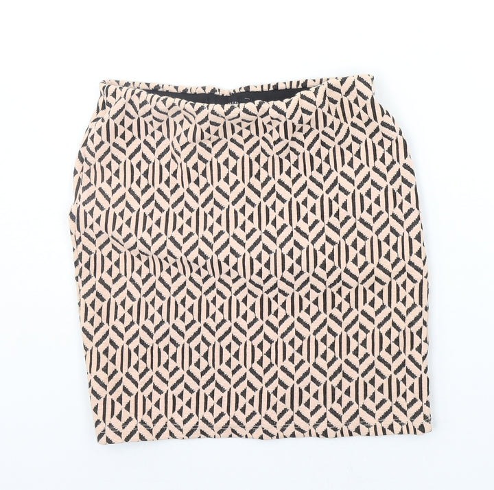 Atmosphere Womens Beige Geometric A-Line Skirt Size 6
