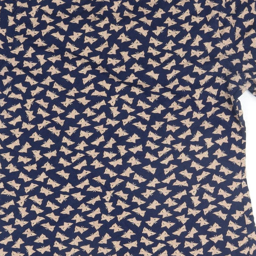 French Connection Womens Blue Geometric  Basic T-Shirt Size L  - BUTTERFLY