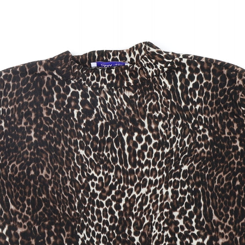 Zara Womens Beige Animal Print  Basic T-Shirt Size S