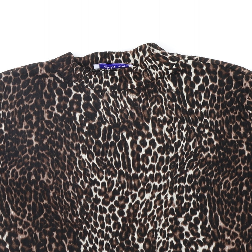 Zara Womens Beige Animal Print  Basic T-Shirt Size S