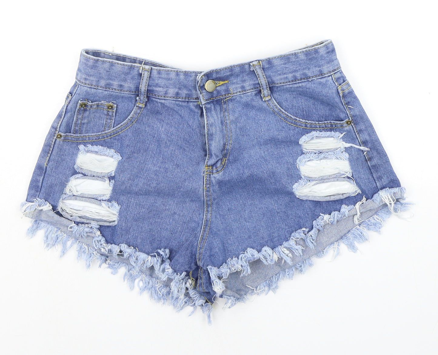 Preworn Womens Blue   Cut-Off Shorts Size L - DISTRESSED