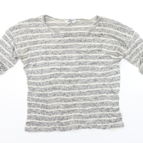New Look Girls Grey Striped  Basic T-Shirt Size 14-15 Years