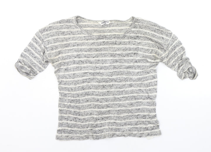 New Look Girls Grey Striped  Basic T-Shirt Size 14-15 Years