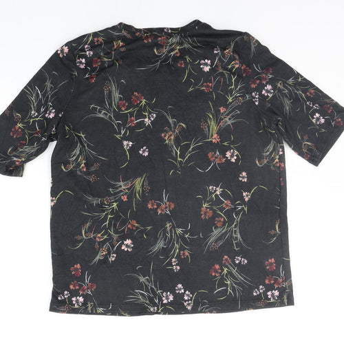 Marks and Spencer Womens Black Floral  Pullover Jumper Size 14