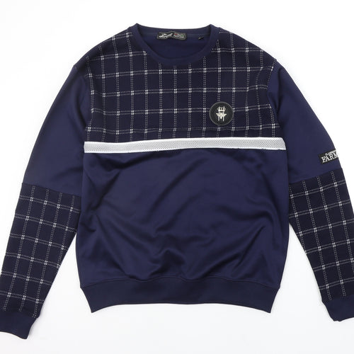 Bravo Mens Blue Check  Pullover Jumper Size XL