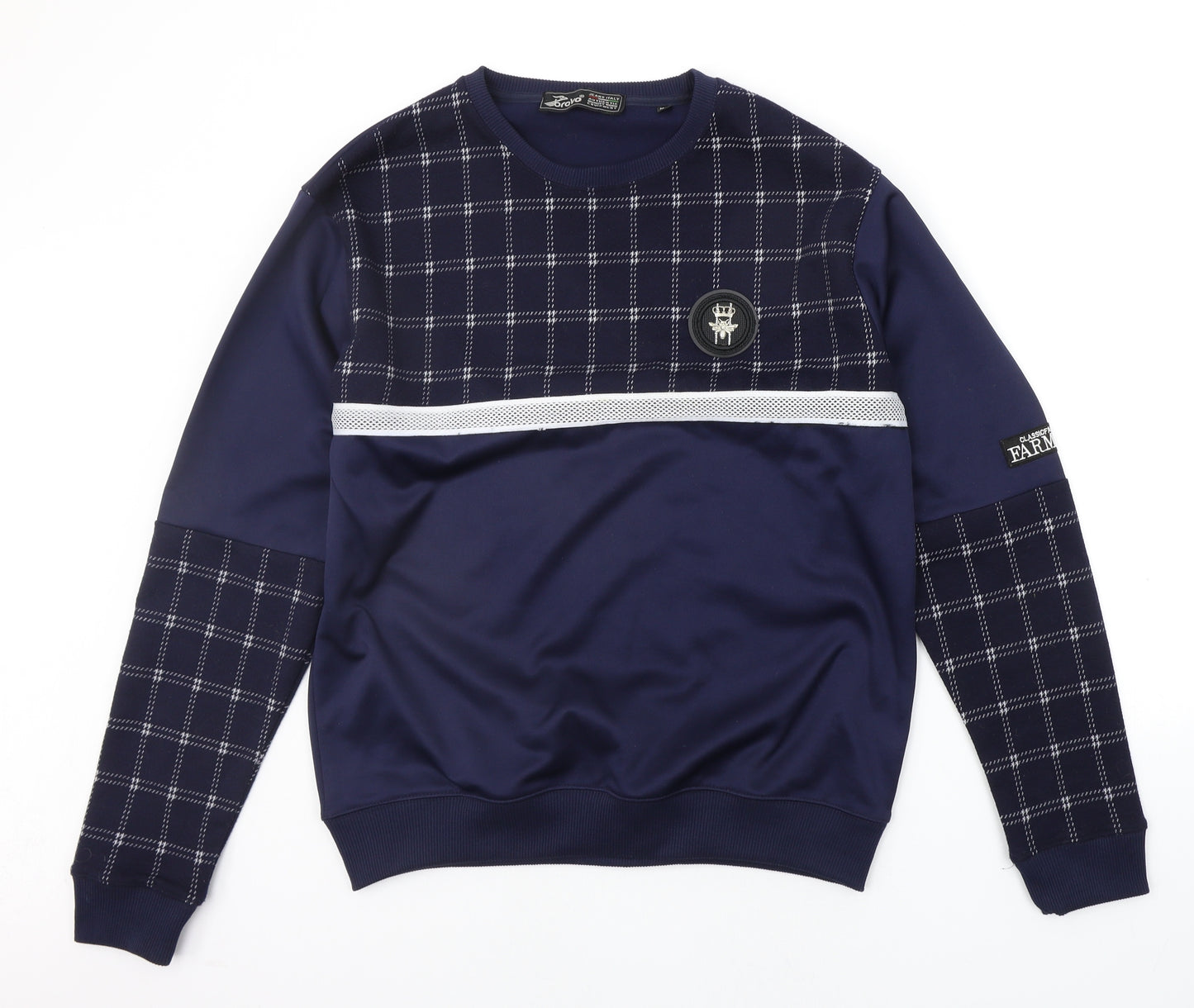 Bravo Mens Blue Check  Pullover Jumper Size XL