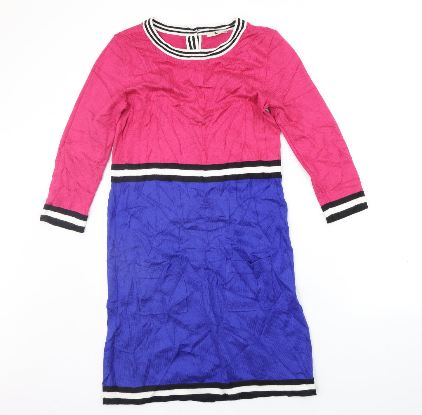 TU Womens Pink Striped  Jumper Dress  Size 10