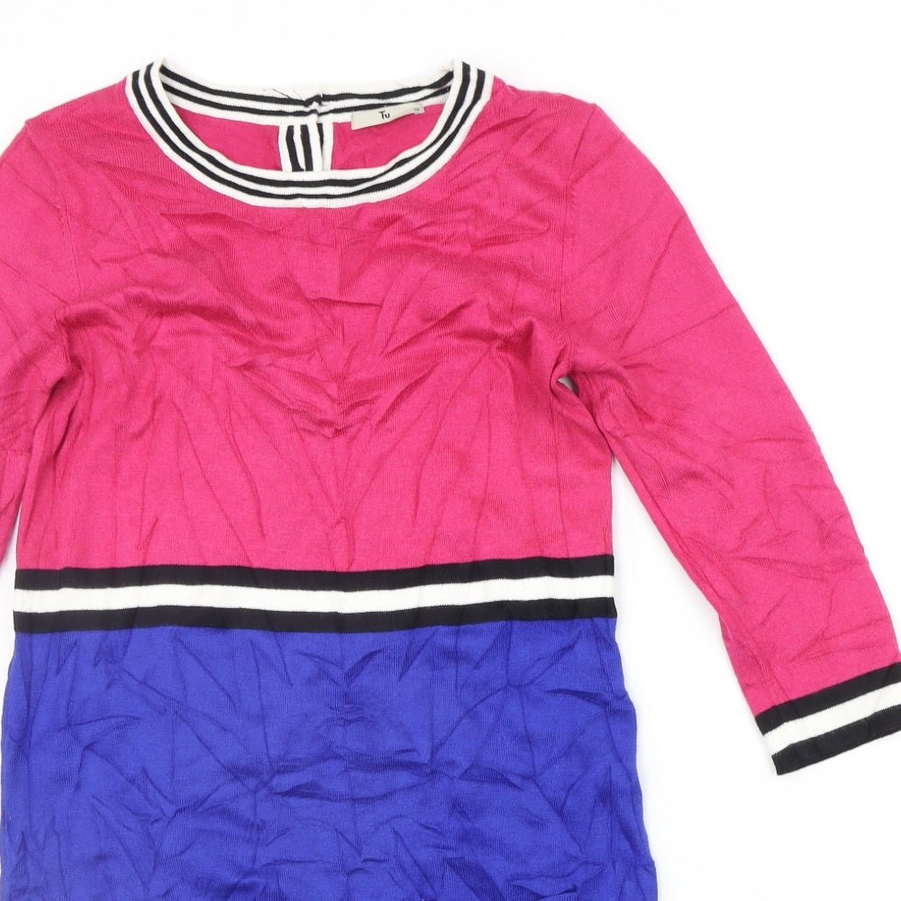 TU Womens Pink Striped  Jumper Dress  Size 10