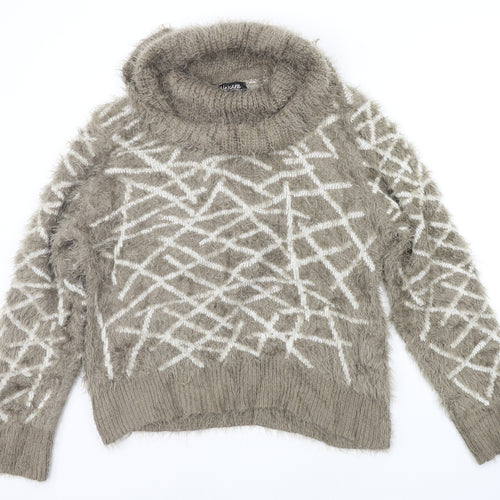 Alexandra Womens Brown Geometric  Pullover Jumper Size XL