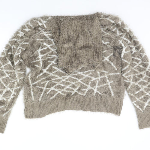 Alexandra Womens Brown Geometric  Pullover Jumper Size XL