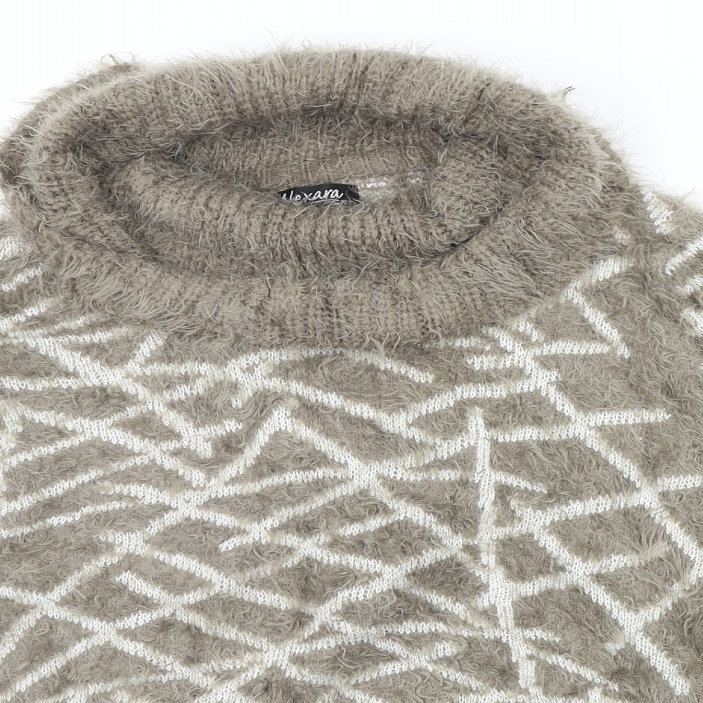 Alexandra Womens Brown Geometric  Pullover Jumper Size XL