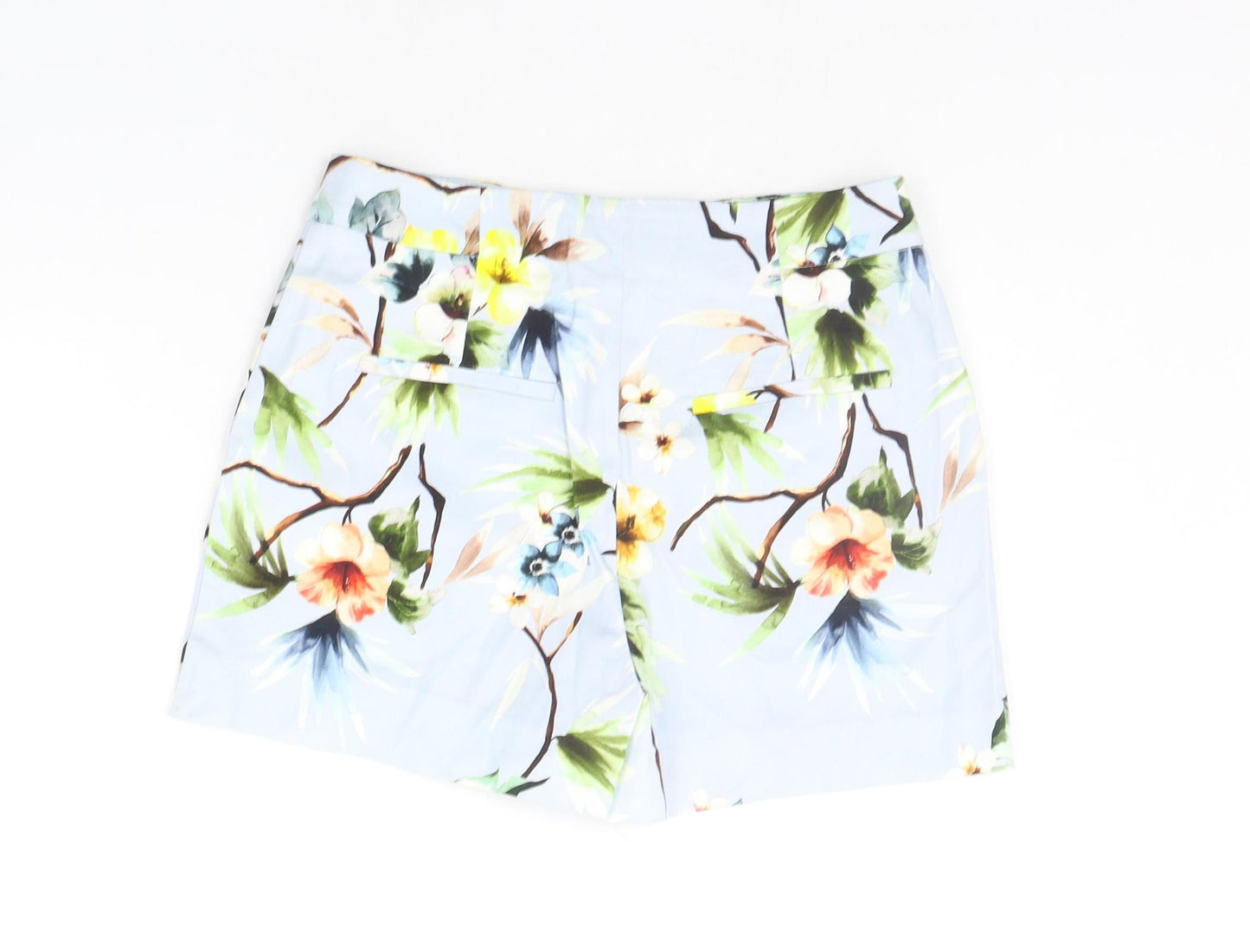 Zara Womens Blue Floral  Chino Shorts Size S