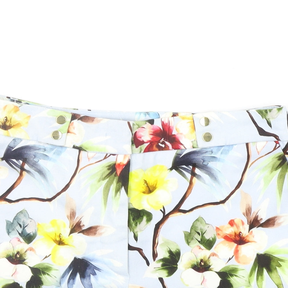 Zara Womens Blue Floral  Chino Shorts Size S