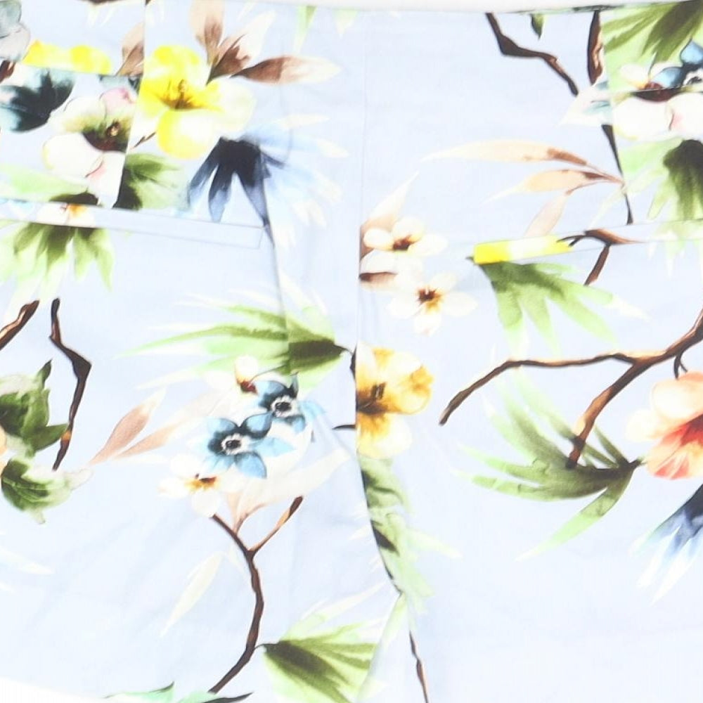 Zara Womens Blue Floral  Chino Shorts Size S