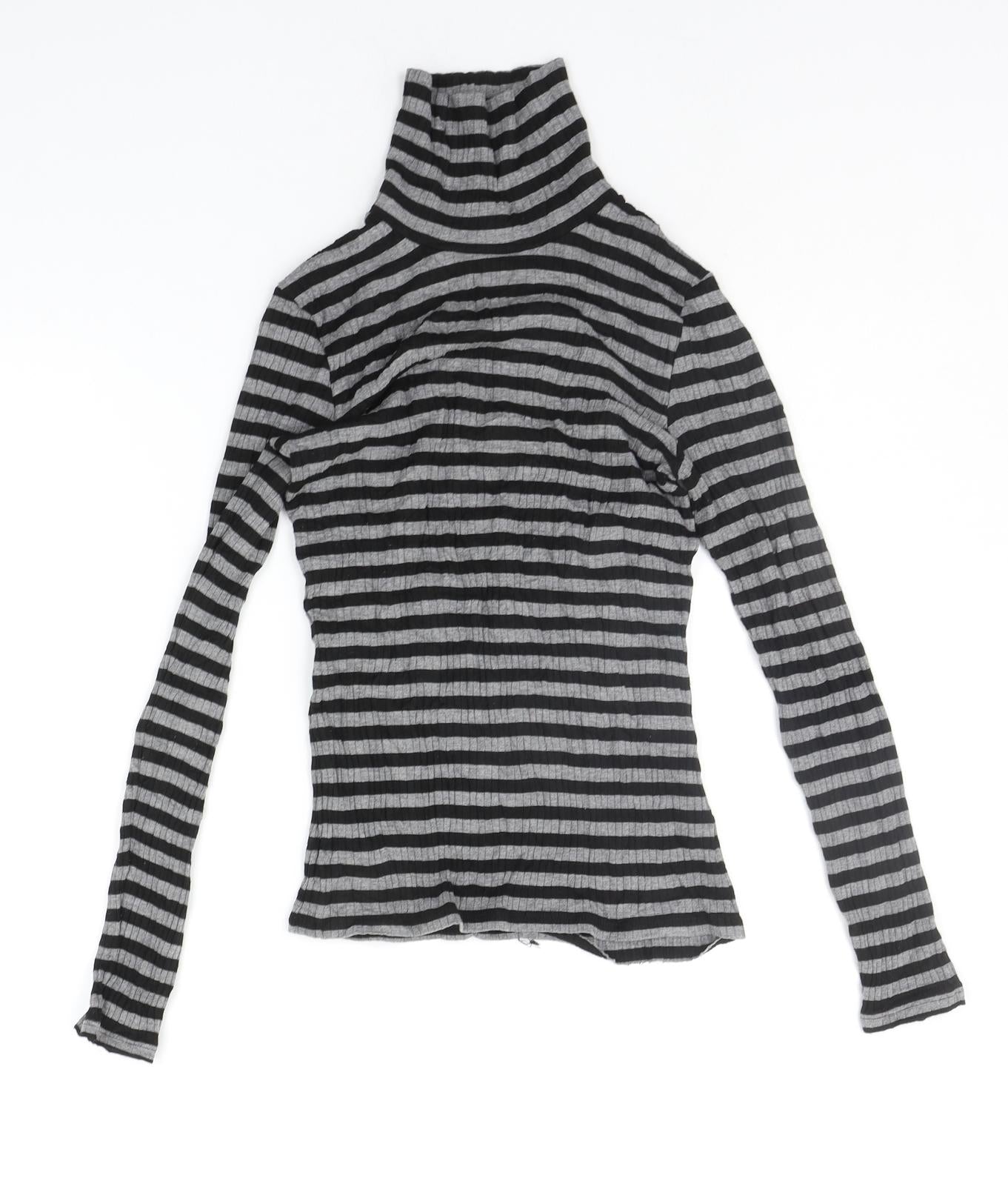 United Colors of Benetton  Womens Grey Striped  Pullover Jumper Size S