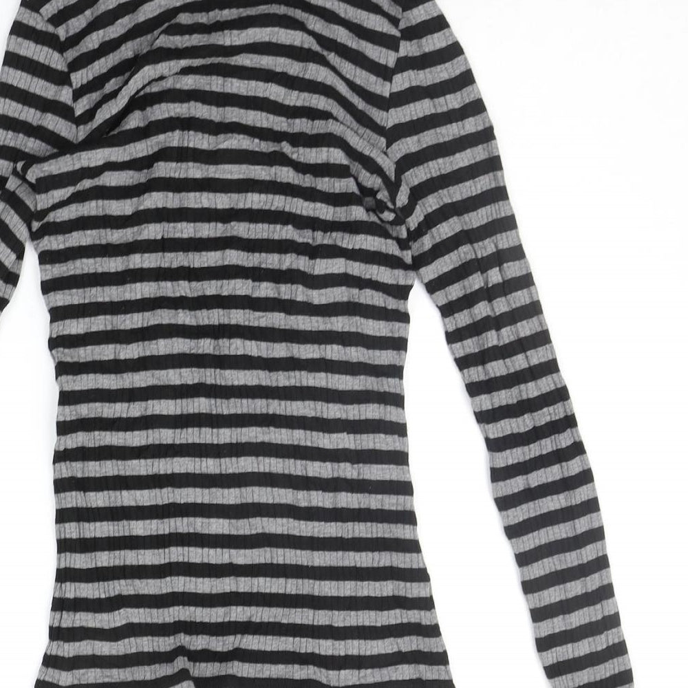 United Colors of Benetton  Womens Grey Striped  Pullover Jumper Size S