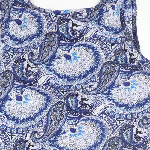 Select Womens Blue Geometric  Basic Tank Size 8