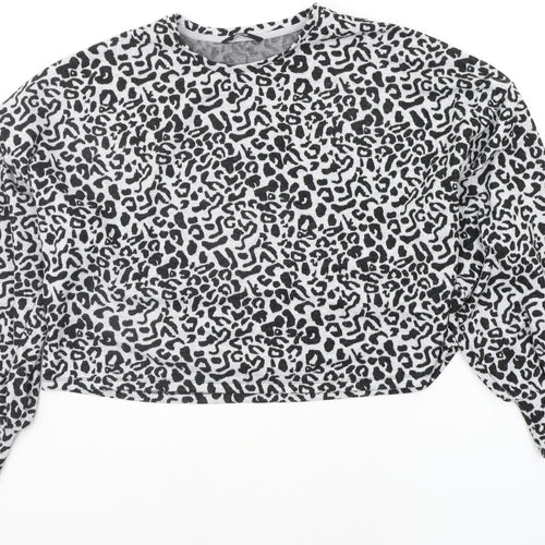 George Womens Black Animal Print  Pullover Jumper Size L