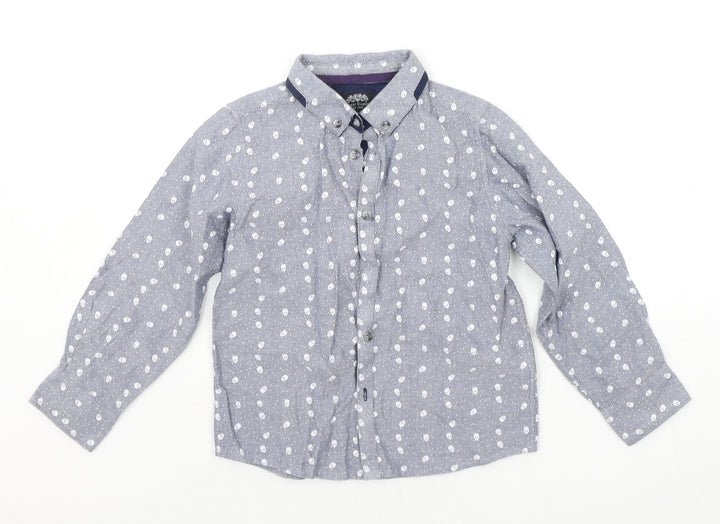 Matalan Boys Grey Geometric  Basic Button-Up Size 3-4 Years  - SKULLS